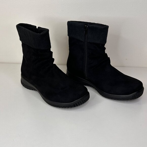 Drew Womens Black Ankle Boots With Fabric Upper & Manmade Balance Kalm Size 8.5W - Picture 3 of 9